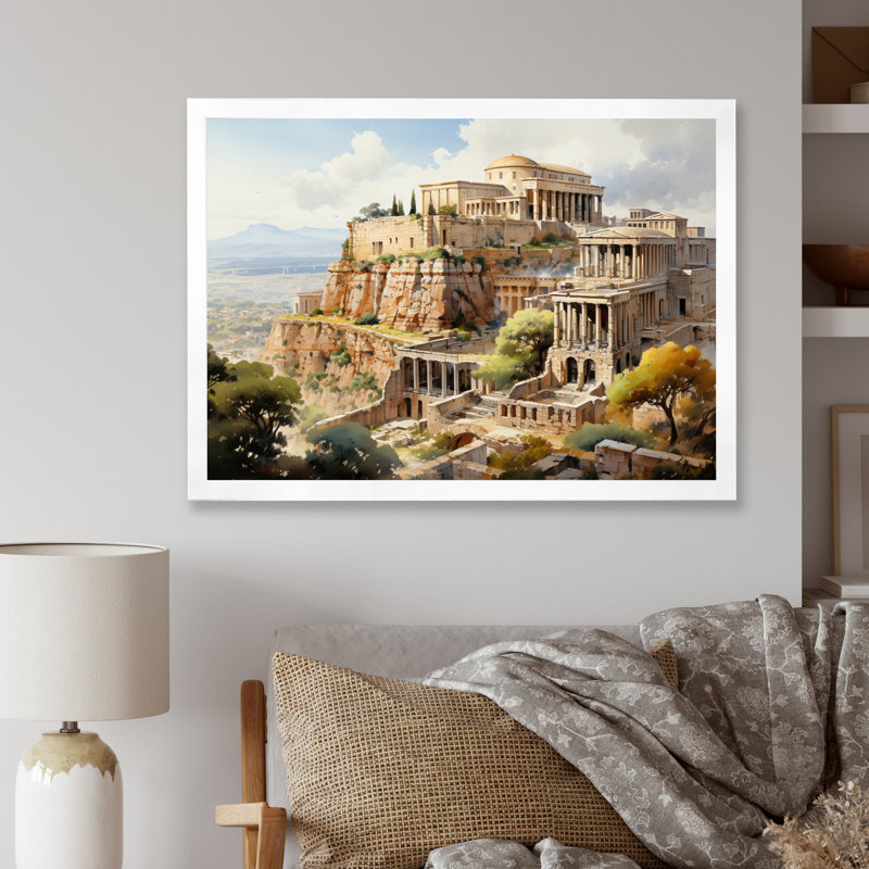 «Grèce Emperor Dreams II», reproduction d'art sur toile, Cadre simple blanc, H 16 po x l 32 po x P 1 po