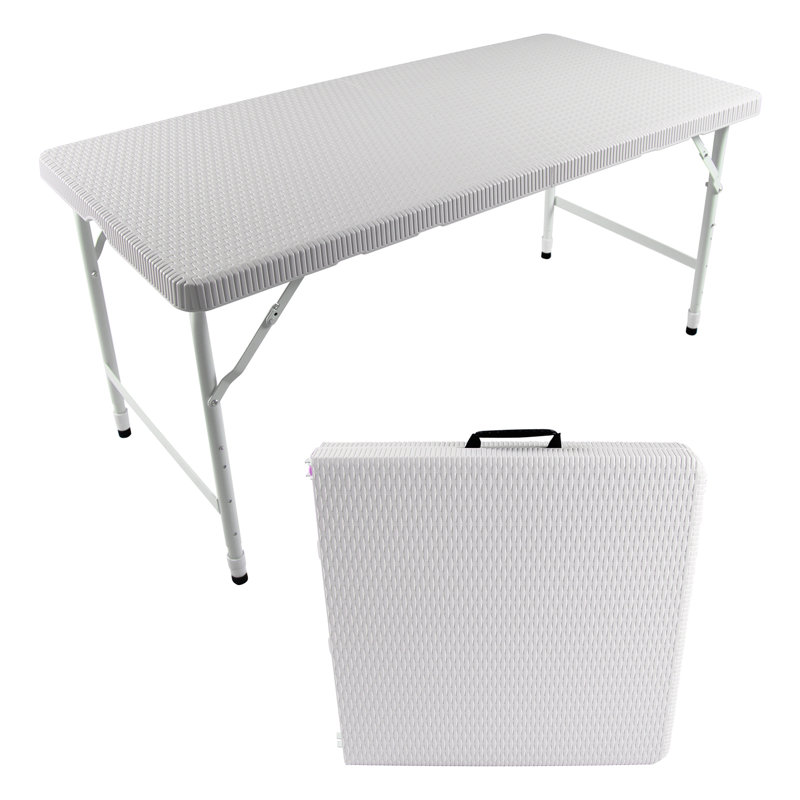 Table portable de 4 pi - pliable pour l'intérieur et l'extérieur - blanc, lisse, imperméable, stable, triangulaire, White