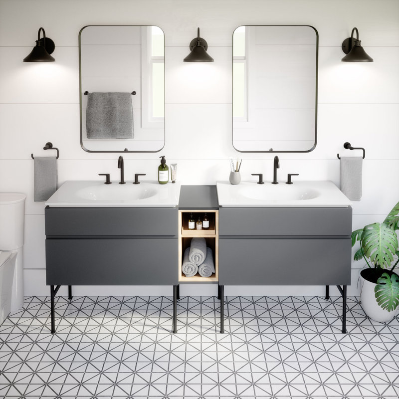 Studio S 33'' White Ceramic Wall-Mount Vanity Sink