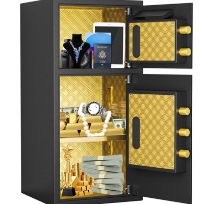 Digital Security Safe, Coin Slot, Large Double - Door, 6.0 Cubic Feet, And Waterproof, Hidden Code, Dual Alarm, All Steel, Wall Floor Mount, Gap Prying Double Door Digital Operated Feature, Thickened