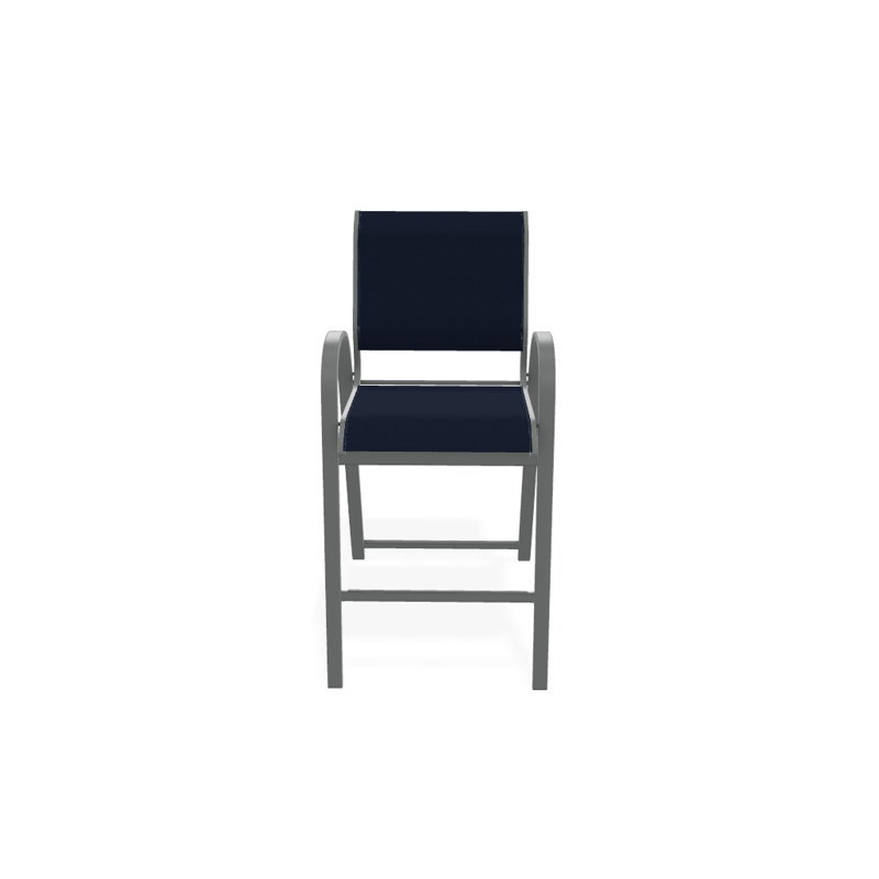 Tabouret de bar Holna, Bleu marine 13D Sunbrella®, Graphite texturé