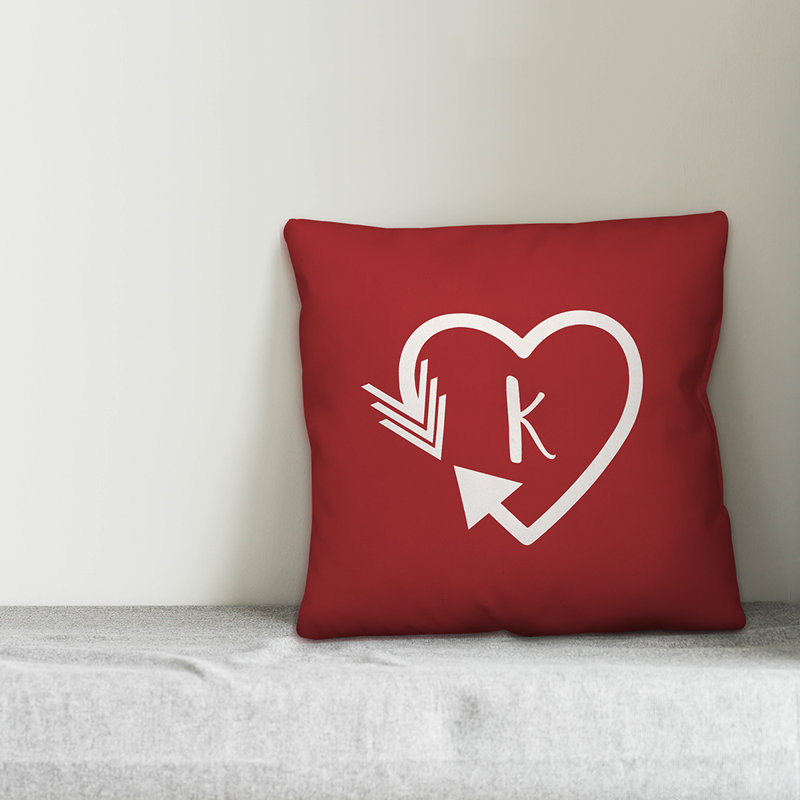Housse et insert de coussin carré extérieur Heart Monogram, K