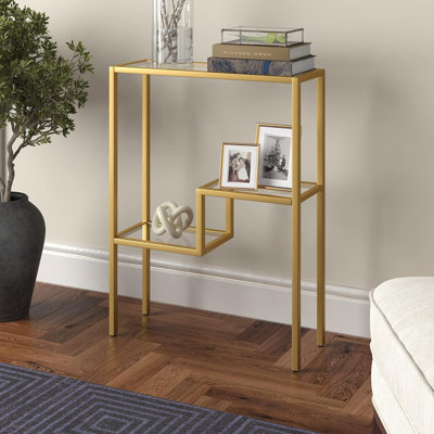 Modern Brass Rectangular Console Table For Entryway, Living Room, Or Hallway Accent