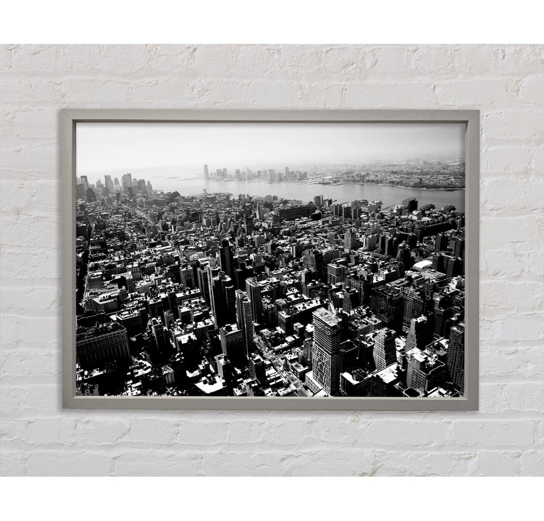 Chicago Arial View B N W - Single Picture Frame Kunstdrucke auf Leinwand