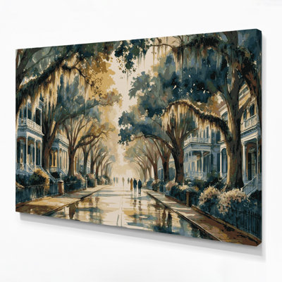 Cities Savannah GA Gray Canvas Wall Art