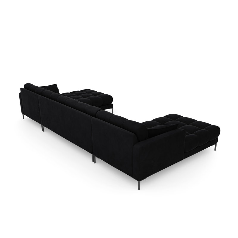 Adoraim 6 Seater Large Corner Sofa , Black, Black