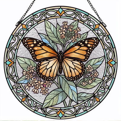 Panneau de vitrail en verre coloré, 7,8 heures