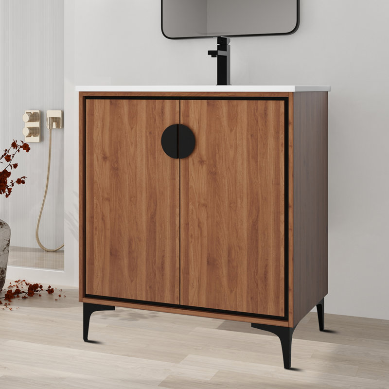 Meuble-lavabo simple 30,01 po avec comptoir en céramique