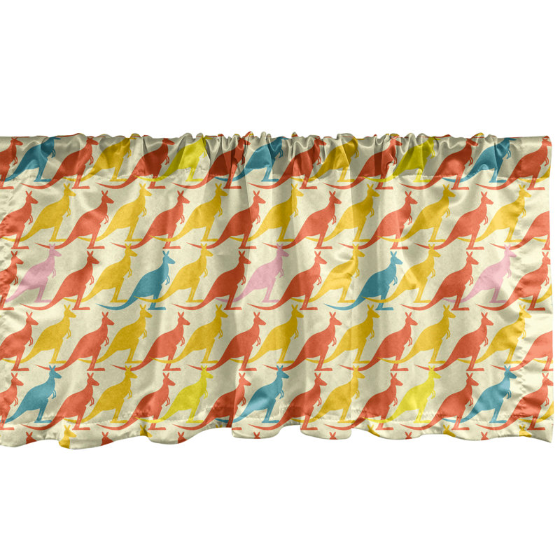 Ambesonne Fox Valance Pack of 2 Animals with Tiny Pine Trees Multicolor