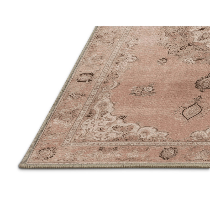 Machine Washable Tabriz Beige Area Rug, Rectangle 8' x 12'