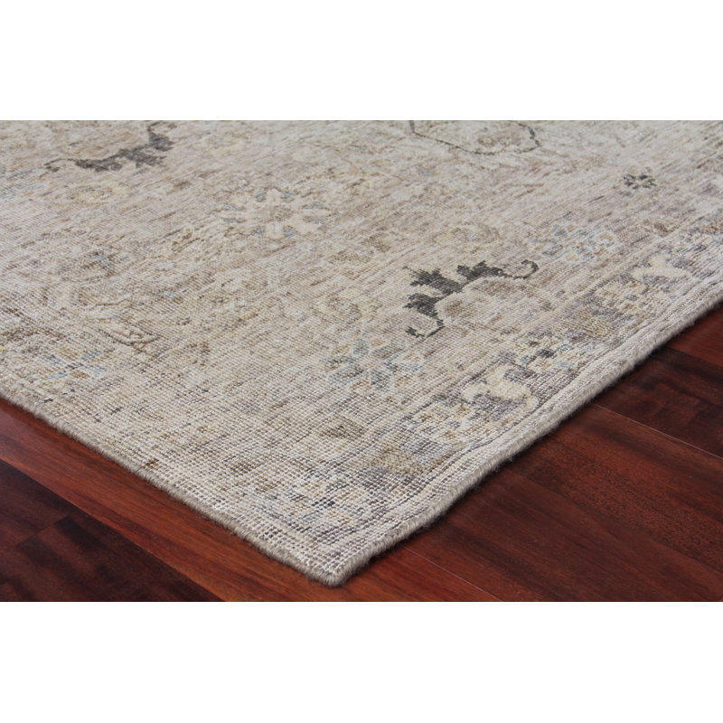 Heirloom Wool Abstract Area Rug in Khaki, Rectangle 6' x 9'