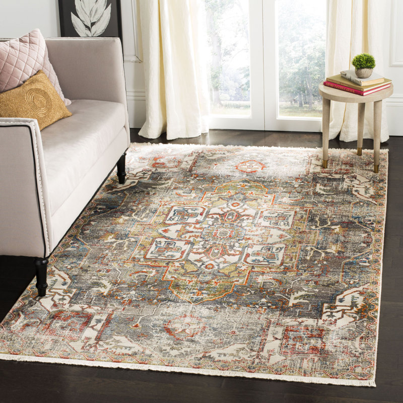 Ehtan Vintage Persian Performance Solid Color Rug, Rectangle 5' x 7'6"