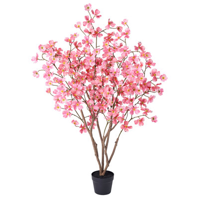 Cornouiller artificiel en pot Adcock, plante florale en soie résistante aux rayons UV avec base de sable épais pour la décoration intérieure et extérieure de plancher / de table (ensemble d'options disponibles)