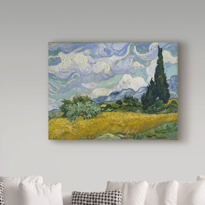 « Wheat Field with Cypresses » par Vincent Van Gogh, reproduction de peinture à l'huile sur toile tendue