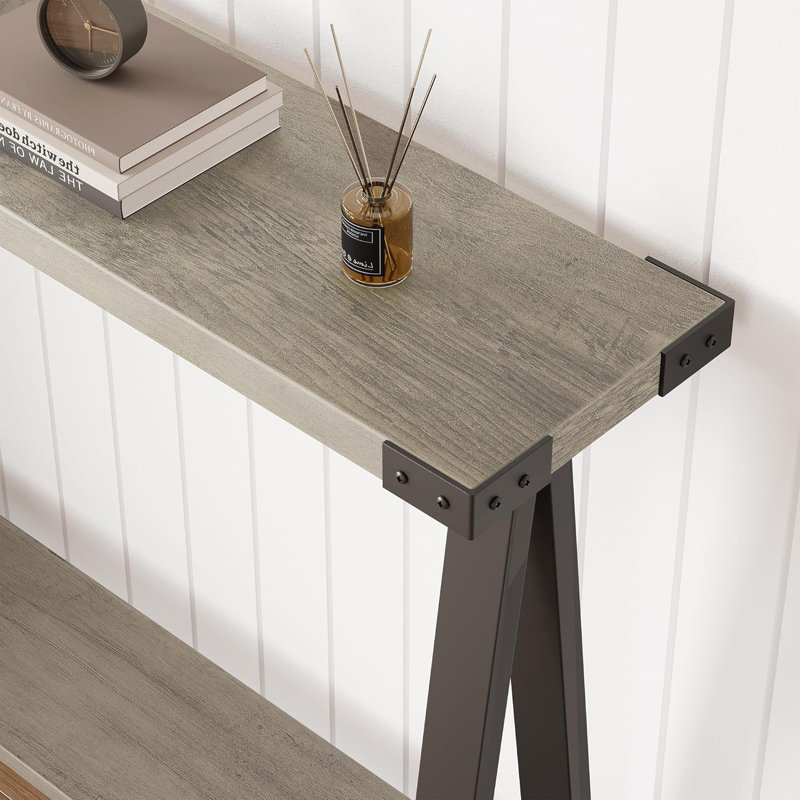 43.3cm Console Table, Rustic Grey/Black