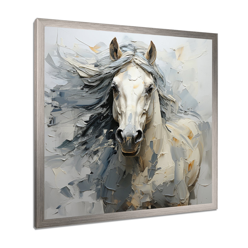 Fantaisie, cheval féminin I - impression sur toile, Cadre simple argenté, H 30 po x l 30 po x P 1 po