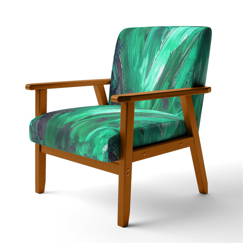 Nicosha 23'' Wide Armchair, Green Polyester, Brown Square Arms