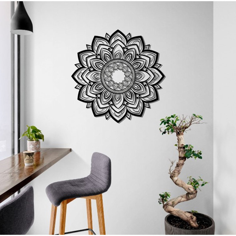 Metal Mandala Abstract Wall Hanging Décor, Creative Floral Metal Wall Art Home Decoration, 22" H x 22" W x 0.5" D