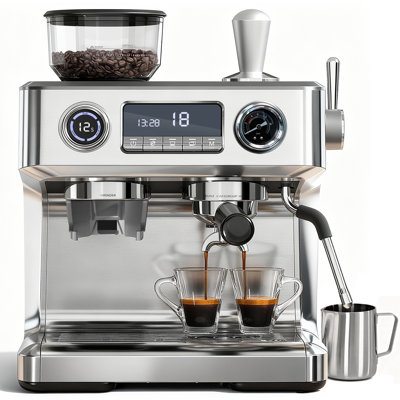 Machine à espresso programmable à 20 barres Electactic - Broyeur 30, mousseur à lait, argent