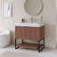 Meuble-lavabo simple autoportant 30 po en noyer avec surface intégrée