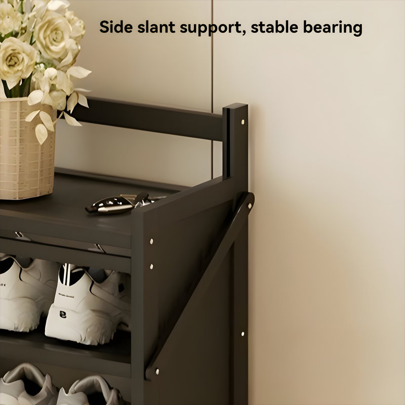 Foldable Multi-Tier Shoe Rack For Small Spaces – Bamboo Entryway Storage Shelf For Home/Apartment