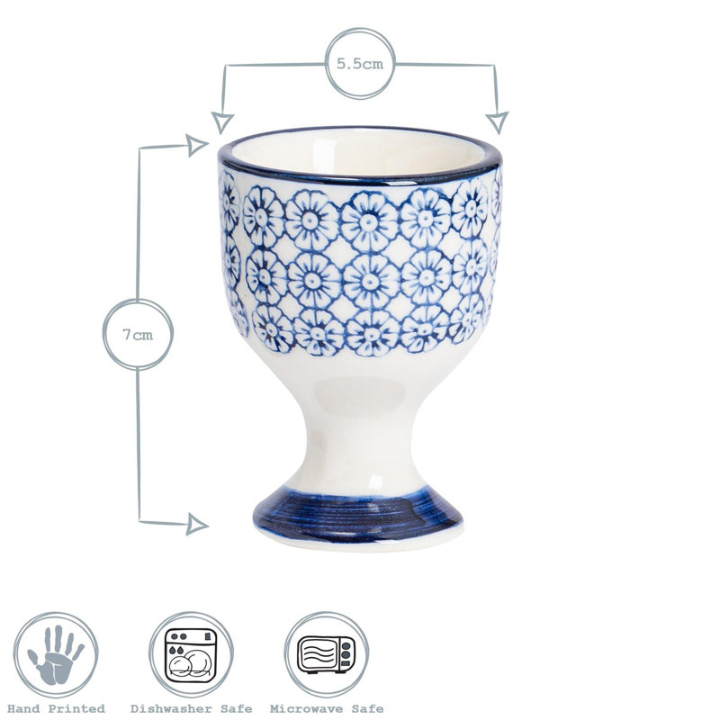Nicola Spring - Hand-Printed Egg Cups - 3 Colours - Set of 6