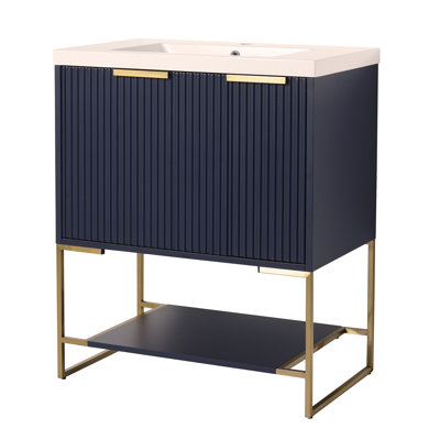 Meuble-lavabo autoportant de 30 pouces avec lavabo en résine, 30 x 18 (BVA 01130NB-1)