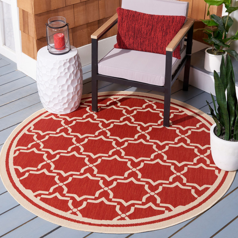 Dirks Performance Geometric Indoor/Outdoor Area Rug, Round 5'3"