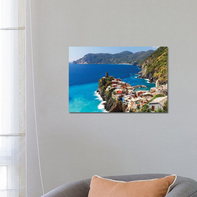 Coastal Town on a Cliff, Vernazza, Cinque Terre, Liguria, Italy 1 Piece Wrapped Canvas Wall Art