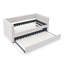 Lit de jour avec couchette en beige, revêtement, conception à accoudoirs carrés, rembourrage en mousse confortable, lit gigogne rembourré simple, revêtement en tissu beige, structure solide pour une utilisation à long terme-349637334
