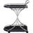 2 Black And Glass Shelf Bar Cart For Contemporary Dining Room, Featuring Storage 26.5 Inches Wide Metal With Offering Smooth Movement Additional Display, 34.56 Tall