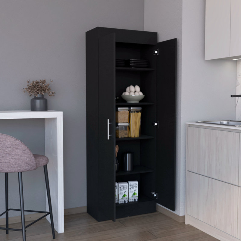 Armoire pour garde-manger Clinton, blanc, H 66,8 po x l 11,9 po x P 23,6 po, Noir