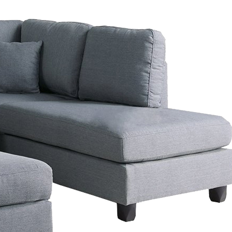 Safeer Upholstered L-Shaped Sectional Reversible, Gray