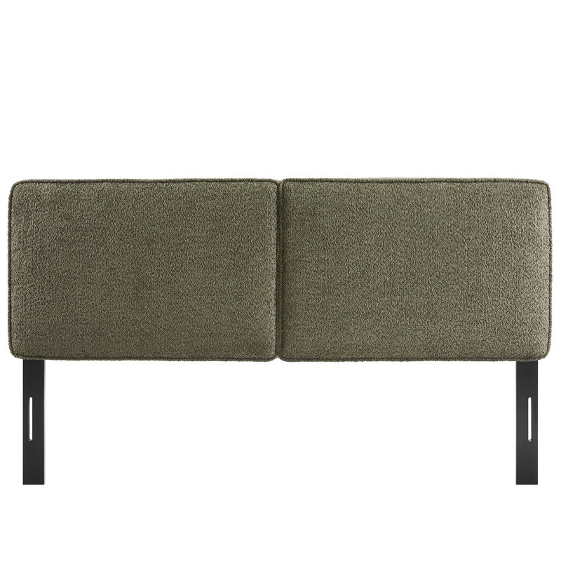 Lindee Sage Boucle Upholstered King Headboard with Solid Wood Legs