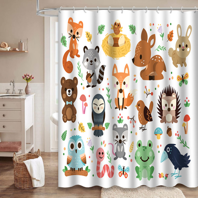 Rideau de douche avec 12 crochets Woodland, L 72 po x l 78 po