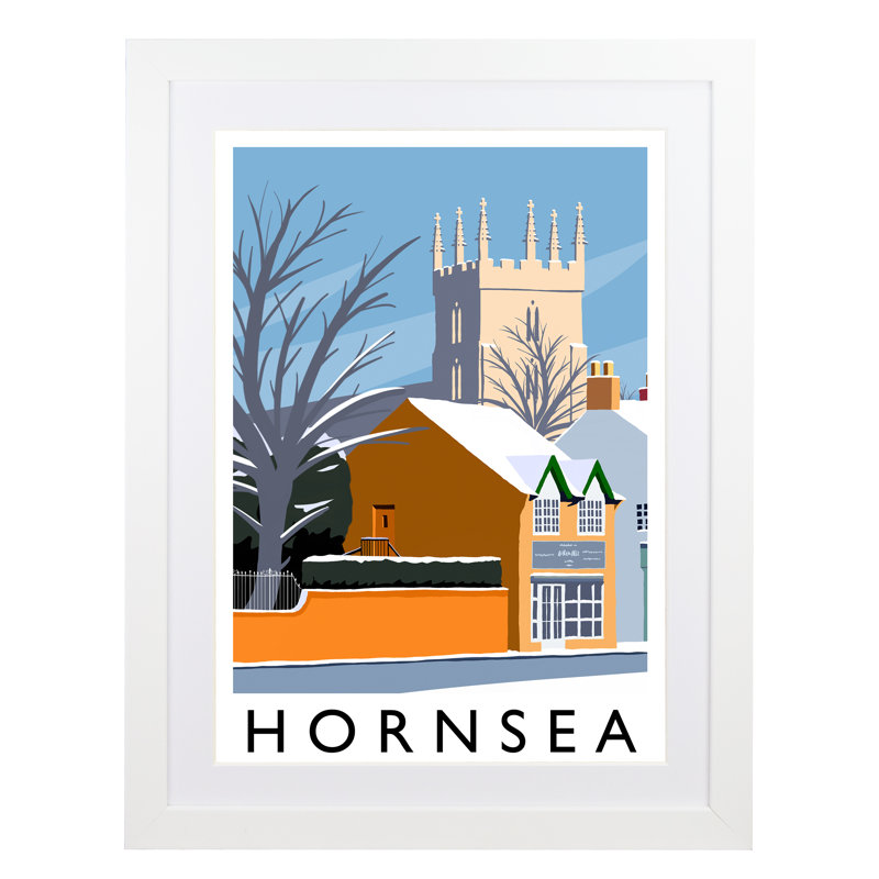 Hornsea (Snow) Portrait - Print, White Framed, 50cm H x 40cm W x 3cm D