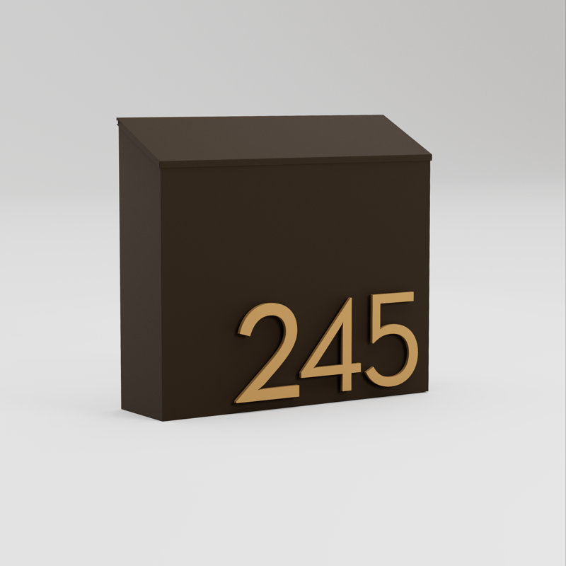 The Inbox Wall Mounted Steel Mailbox, Yes, Brass, Brown