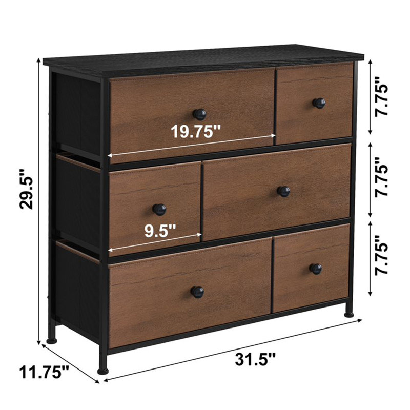 Steel 6 - Drawer Dresser, Espresso