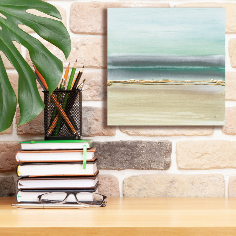 «Linear Emerald 1» par Chris Paschke, art mural sur toile, H 12 po x l 12 po x P 0,75 po
