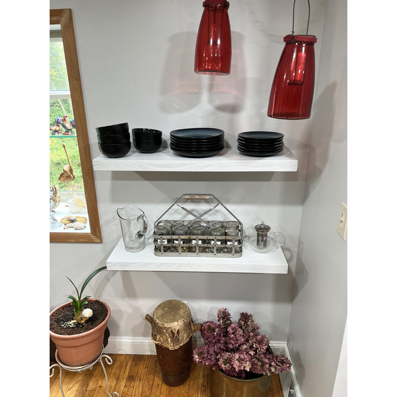 Devyn Pine Floating Shelf, Natural, 2" H x 30" W x 10" D