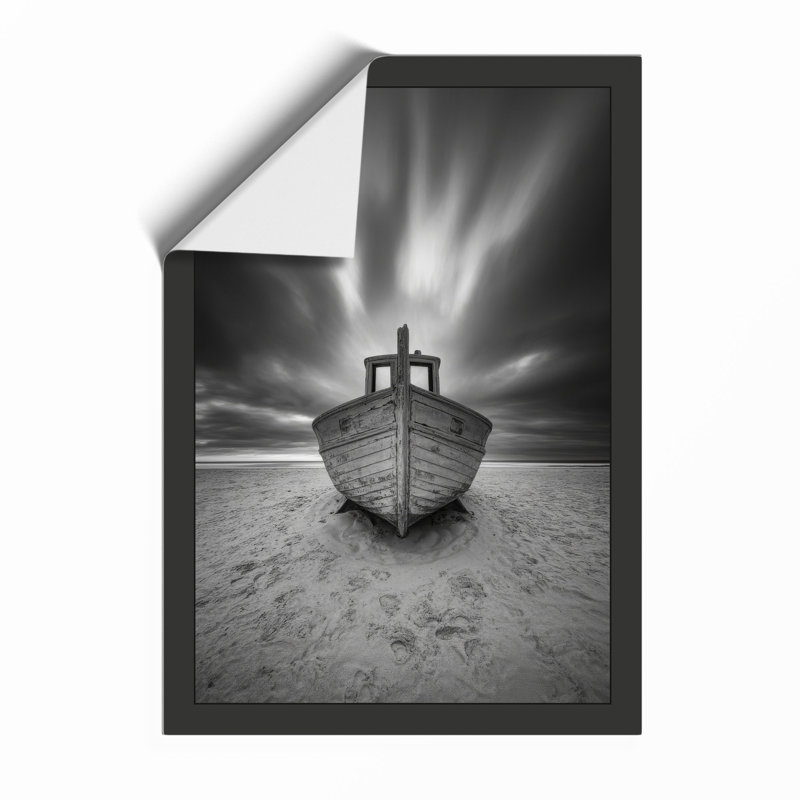Beached Boat at Dawn Coastal - Framed Print, A2 - 59.4 x 42.0 cm, Unframed