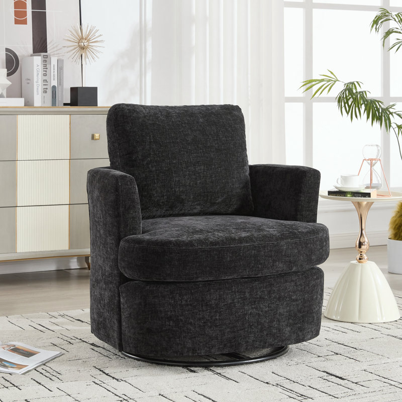 Fauteuil demi-tonneau pivotant à 360 degrés, Noir