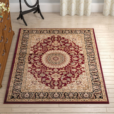 Shiflett Oriental Burgundy/Mustard/Black Area Rug