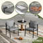 Ensemble repas de patio en corde tissée à la main avec coussins gris et trou pour parasol 7 pièces Maurice