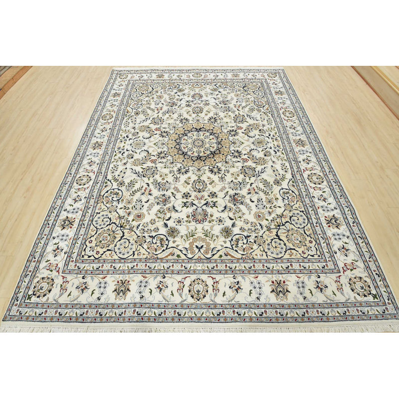 Tapis gris en laine noué à la main de conception unique 7 pi 10 po x 10 pi 2 po