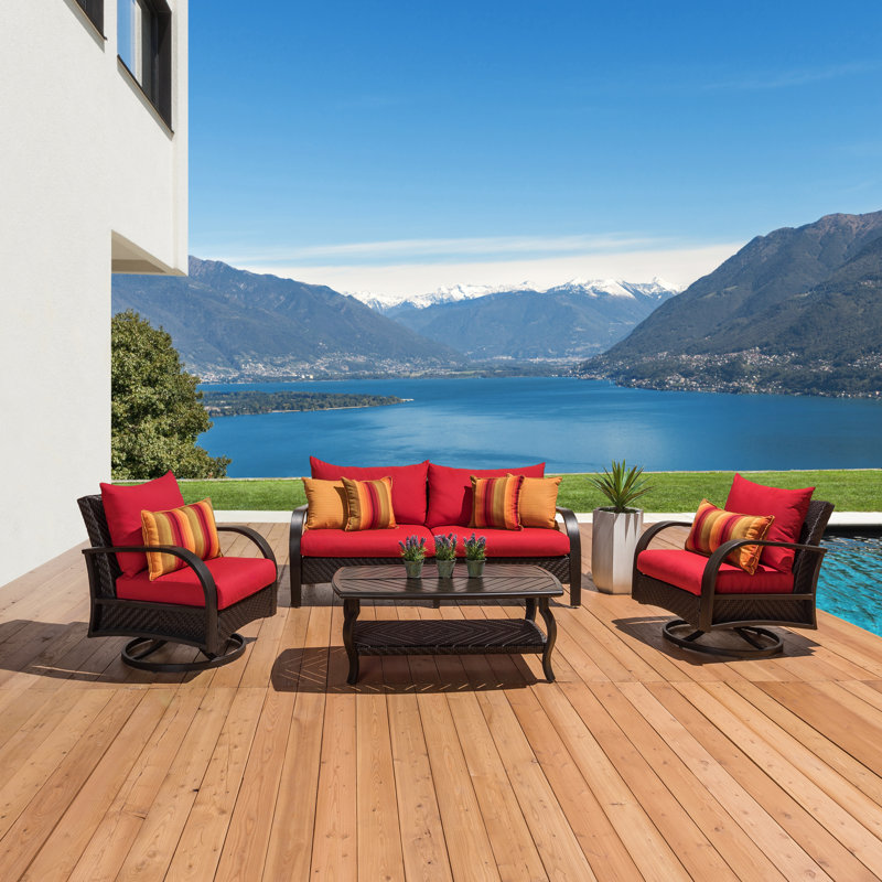 Cannes™ Deluxe 7 Piece Deep Seating Group, Canvas Jockey Red Sunbrella® Canvas