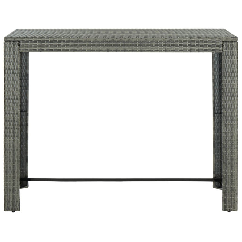 Rattan Outdoor Bar Table, Gray, 14" W x 69" L x 43.5" H