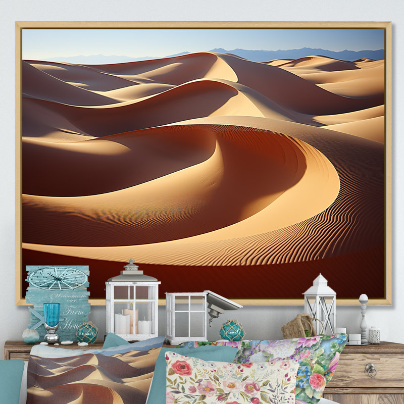 Desert Sand Bliss II sur toile, Cadre naturel flottant, H 34 po x l 44 po x P 1,5 po