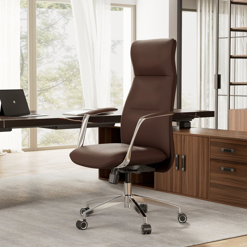 Yianna Ergonomic Executive Office Chair with Headrest, Brown
