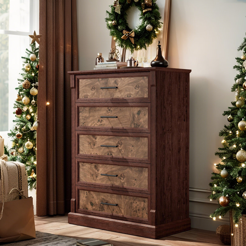 Commode 5 tiroirs Rustic Farmhouse, Brun